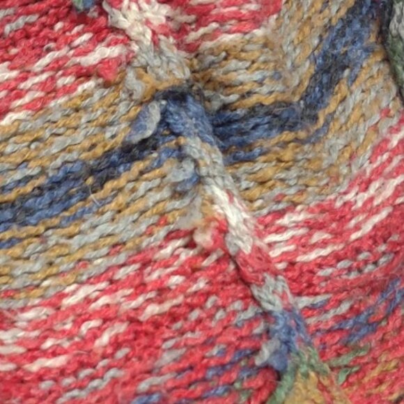 CLAUDIA D NORDIC INSPIRED KNIT SWEATER ROLLED COLLAR CUFFS HEM WOOL BLEND SIZE M - Picture 11 of 11